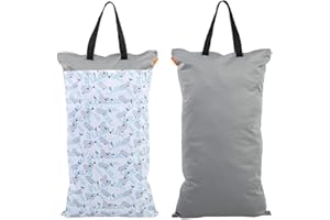 ZERODIS Cloth Diaper Bag, Large Hanging Waterproof Wet Dry Reusable Washable Baby Cloth Diaper Bag(EF204)