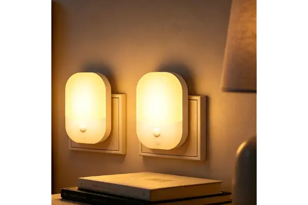2 Piezas Luz Nocturnas infantil con Enchufe, Sensor de Luz Inteligente Crepuscular, 5 Brillos Regulables, 3 Modos, Blanca Cálida Noche para Habitación Bebé, Escalera, Cocina, 0,3W Sin Control Remoto