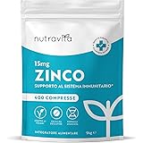 Zinco Integratore - 400 Compresse Vegane - 1 anno+ Fornitura - Zinco 15mg - Integratore Zinco per Mantenere il Normale Sistem