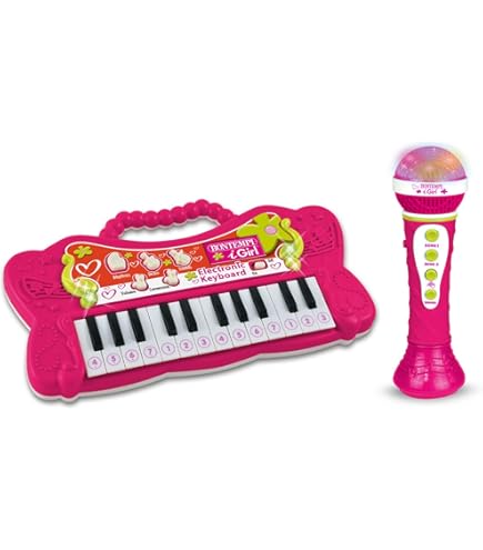 Bontempi 13 3671 Electronics Keyboard with 31 keys, incl. Microphone and Stool, Peach