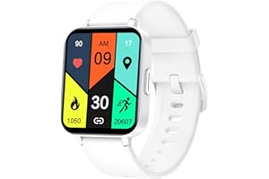 RUIMEN Orologio Smartwatch Donna Uomo 1,69 Pollici Quadrante Quadrato Grande Contapassi da Polso Orologio Fitness Tracker Cardio Ossigenazione Sangue Orologio Sport Bluetooth Waterproof IP68 Bianco