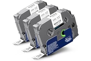 LABELWELL Welabel 3X Compatible TZe-231 TZe231 TZ-231 Replacement for Brother Tze 12mm Label Tape TZc-231 for Brother P-Touch PT-H101C PT-H110 PT-H105 H100LB PT-H105 PT-H107B PT-H200 PT-P300BT, Black on White