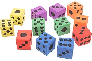 Gatuida Foam Dice Set: 12pcs Soft Foam Dot Dice Table Games Colourful Foam Dot Dice Set Cubes Block Dice for Board Games Party Favors
