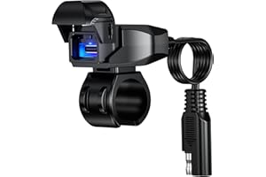 Kewig Motorrad USB Ladegerät SAE auf Typ C 36 W Adapter wasserdichtes Motorrad-Ladegerät, DC 9V-24V Motorrad Ladegerät mit LED Display und automatischem EIN-/Ausschalter, 1,8 m SAE Kabel für Kamera