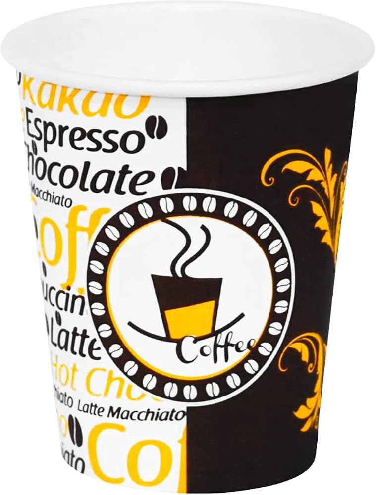 7 Oz Desenli Kalın Karton Bardak, 180 ml Kağıt Bardak Çay ve Kahve için 100 Adet (180, Mililitre)