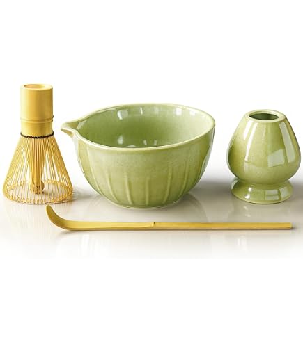 Kit Matcha Complet 7 Pièces – Fouet, Cuillère, Bol Céramique, Supports, Tamis – Pour Cérémonie Du Thé à La Maison Ou Au Bureau – Cadeau Idéal