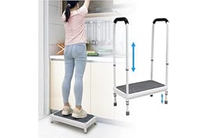 MYBOW Marchepied avec poignée pour personnes âgées, personnes handicapées, personnes âgées, personnes handicapées, marche de lit large pour lits hauts, tabouret de chevet avec poignée (181,4 kg)