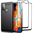 SCL Hülle Für Moto G50 Panzerglas und Hülle Moto G50 Handyhülle Moto G50, [2 Stück,9H Härte] Panzerglas und Carbon-Faser Gebü