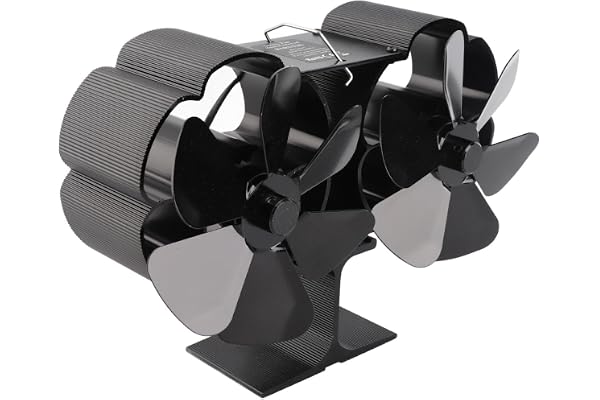 Yosoo Health Gear Dubbelhuvud öppen Spisfläkt, Värmedriven Spisfläkt i Aluminiumlegering, 6 Blad, 176°F Till 662°F Autostart
