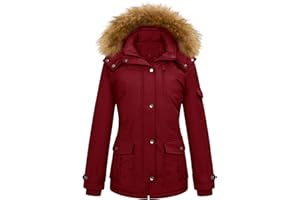 heekpek Manteau Femme Hiver Chic Vestes à Capuche en Fausse Fourrure Blouson Chaude Doublée en Polaire Manteaux à Manches Longues pour Dames Parka Imperméable Doudoune Zippée