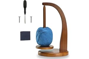 EVDZNA Dérouleur de Laine, Dévidoir de Laine Yarn Rotatif, Porte Pelote de Laine, Enrouleur Porte Bobine de Fil Magnétique, Enrouleur de Laine Bois, pour Crochet et Accessoires de Tricot (Couleur Rétro)