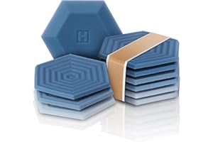 HOMKULA Silicone Coasters for Drinks - Blue Coasters for Coffee Table, Drink Coasters for Wooden Table, 10mm Thick, Stain-Resistant, Non-Absorbent, Dishwasher Safe, Hexagon, Set of 6