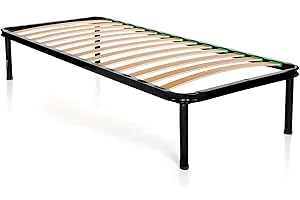 DOLCI SOGNI Rete Letto Singolo 80x190 cm, Letto Ferro Battuto con Rete a Doghe, Altezza 35 cm, Rete Ortopedica e 4 Piedi Letto Smontabili Fissaggio a Doppio Bullone, 100% Made in Italy