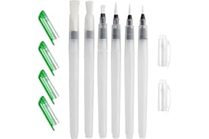 ILAMDEETEK 6 Stück Wasserpinsel Stifte,Aquarellpinsel,Watercolor Brush Pen mit Befüllbarer Wassertank,Aquarell Water Brush Pens Für Wasserfarbenmalerei,Farbmischen Und Kalligraphie