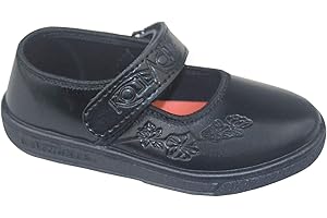 KATCH Girls School Shoes Black Shoes School Shoes for Girls Casual Easy Fasten Girls Trainers Back to School Shoes Comfy Girls Shoes Kids School Shoes Size UK/EU 8/26-5/38