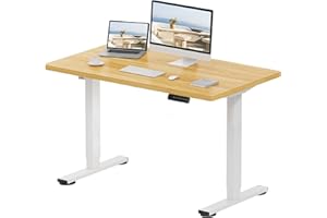 FlexiSpot E1 Plus ONE PIECE Electric Standing Desk Height Adjustable Sit Stand Desk with Memory Smart Panel(120 * 60cm, White Frame+Maple Desktop)