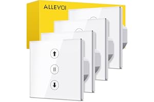 ALLEVOI Interruptor Inteligente Persiana 86 * 86mm, Interruptor Wifi Persianas Control de APP y Voz, Compatible con Alexa y Google Home, Necesita Cable Neutro, 4 Piezas