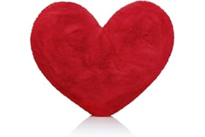 Brandsseller Cuscino a forma di Cuore in Peluche 40x30 cm – Morbido Cuscino decorativo, Regalo romantico per Compleanni, San Valentino o la Festa della Mamma – per Divani e Letti - Rosso