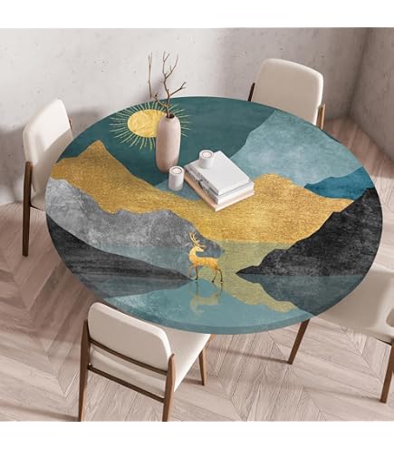 FANSU 3D Rotondo Tovaglia Impermeabile Antimacchia, Elegante Tovaglie