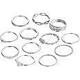 CubePlug 12Pcs/Set Vintage Goldton Boho Midi Finger Knuckle Rings Fashion Women Jewelry