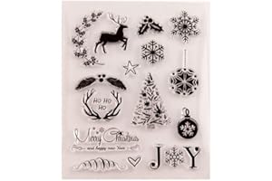 arriettycraft Merry Christmas Decors Cervo Alce Palle Fiocchi di Neve Timbri trasparenti per la creazione di biglietti Decorazione e Scrapbooking Timbri in gomma per Craft-A1160