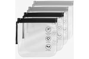 WD&CD 4 Trousses de Toilette Transparentes Noir et Gris 20 * 20cm, Sac Voyage Avion, Sac à Liquide, Trousse de Voyage Transparente pour Femmes et Hommes avec poignée