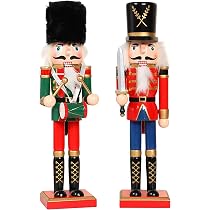 2 Soldats Casse-Noisette En Bois 30cm - Décorations Noël Traditionnelles Peintes à La Main