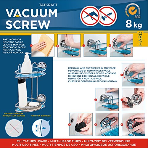 Tatkraft Vacuum Screw HARD Conrad Eckregal 2 Etagen Dusche Badewanne Rostfrei Stahl Verchromt 23X17.5X33.5 cm 2 Saugschrauben - 3