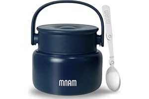 mnam Termo Comida Caliente 500 ml - Fiambrera Térmica Comida Caliente en Acero Inoxidable Doble Aislado con Cuchara - Termo Papilla Bebe Infantil y Adultos - Taper Termico