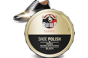 Bufalo Classic – skopolering, betuna för skor, vård av skor, krämsvart, skyddar och ger glans, perfekt för slät och rustik hu