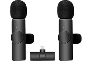 XSpecial Wireless Lavalier Lapel Microphone for i-OS Smartphone, Professional Mini Clip-On Recording Mic, Perfect for Live Stream, Vlog Video Recording, Webinar (2 Mic)