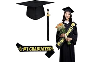 YEWCEP Graduation Hat, Unisex-Erwachsene Abschlusskappe, Abschlusshut mit Quaste, Verstellbar, für Abschlussfeiern von Studium, Uni, College, Abitur, Schule, Unisex (Schwarz)