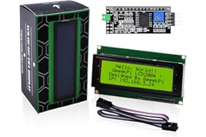 GeeekPi 2004 20x4 Character LCD Display Module IIC I2C Adapter Serial Interface for Raspberry Pi Arduino STM32 DIY Maker Project BPI Tinker Board Electrical IoT Internet of Things,Yellow, 1Pack