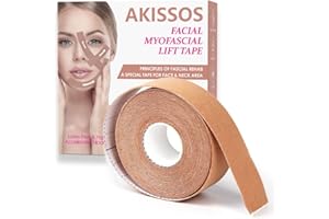 Akissos Face Tape Bande de Kinesiologie Visage Ride Face Lift Tape Lift Visage Face Anti Wrinkle Patches Neck Wrinkle Tape Unisex For Firming and Tightening Skin 2.5cm*5m