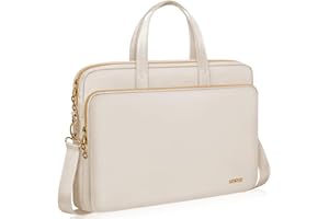 Lausiax Laptop Case Bag Women Men Computer Sleeve Compatible with MacBook/Dell/HP/Acer/ASUS, Waterproof Shoulder Carrying Briefcase, Beige, 15.6-16 Inch