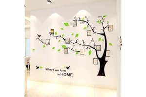 GUANGMU 3D Albero Adesivi, Fai da te Albero Adesivo da Parete Murali Cornici per Foto Sticker Decorazioni per Soggiorno, Asili Nido, Bambini Stanze, Camera da Letto(X Verde Sinistra,L: 175 * 230CM)
