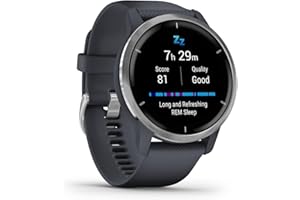 Garmin Venu 2 – GPS-Fitness-Smartwatch mit ultrascharfem 1,3“ AMOLED-Touchdisplay, umfassenden und Gesundheitsfunktionen, über 25 vorinstallierte Sportarten, Garmin Music und Garmin Pay