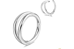 MILACOLATO 16G Septum Clicker Anillos Para la Nariz 316L Acero Quirúrgico Aro Para la Nariz Doble Abierto Hélice Apilada Concha Cartílago Daith Tragus Pendientes Conch Piercing Jewelry Para Mujeres