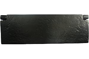 UAP Receptor de buzones de hierro fundido con apertura de 180°, placa tradicional negra para propiedades del período, ranura interna duradera para correo con resortes de acero inoxidable (placa