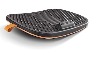 FEZIBO - Alfombrilla de escritorio de pie con barra antifatiga, tabla de equilibrio de madera con diseño ergonómico y cómoda alfombrilla de piso (segunda generación)