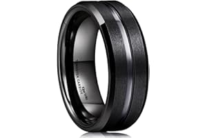 King Will Ehering aus Wolframkarbid für Männer – 8 mm schwarzer, hochglanzpolierter Ehering mit blau-grünem Sand-Inlay für den Alltag, bequemer Sitz für Herren, Größe 54–70 (17–22)