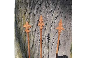 Deko-Impression 3er-Set dekorative Rankstäbe Rankhilfe verzierte Spitze Eisen Rost 115