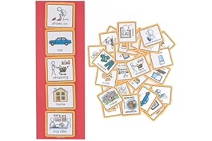 CREATE VISUAL AIDS Visual Timetable for Adults Visual Schedule communication cards dementia board for stroke victims, dementia, learning difficulties (Red)