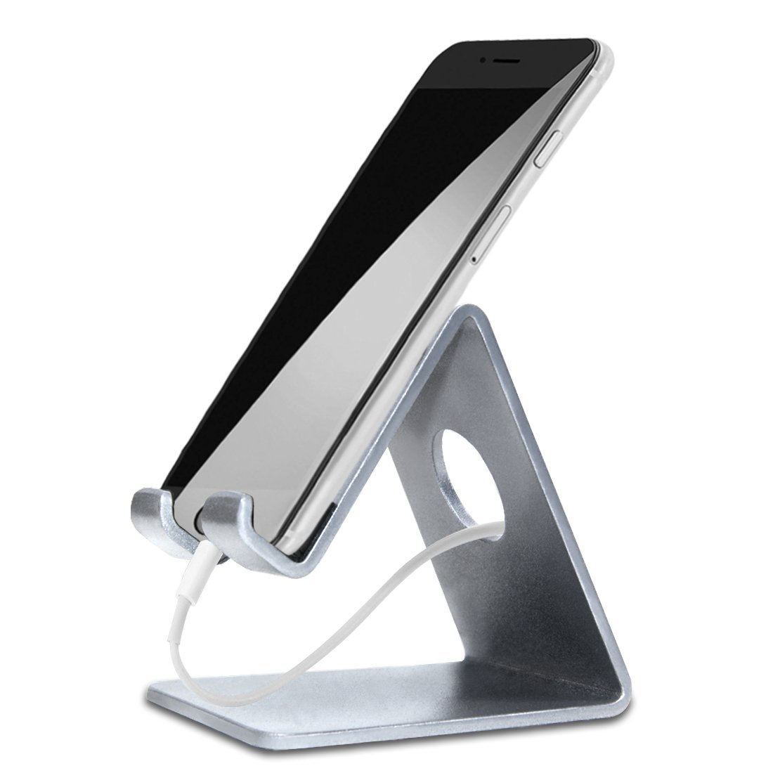 Elv Desktop Cell Phone Tablet Tabletop Stand, Aluminum Stand Holder for Mobile Phone and Tablet (Up to 10.1 inch) - Silver