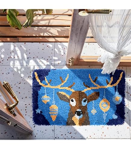 Kit Crochet De Verrouillage Coopay - Tapis Loup 43x43cm - Laine Acrylique - DIY Pour Débutants Et Enfants