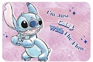 Mc Srl Disney Lilo e Stitch - Tovaglietta Americana PVC Ripiegabile di Stitch, Tovaglietta da Tavolo per Colazione e Merenda per Bambini e Bambine, 30x44cm (Rosa), LST0843
