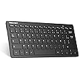 TECKNET Clavier sans Fil Mini 2.4G, Ultra-Mince AZERTY Clavier Batterie Longue Durée avec 12 Raccourcis Multimédias, pour Win
