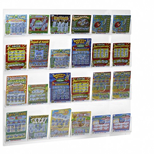 Avà srl Espositore schedine e gratta e Vinci da Parete in plexiglass Trasparente a 24 Tasche - Misure: 68 x H68 cm