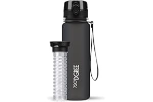 720°DGREE butelka „uberBottle” SoftTouch z pojemnikiem na owoce, 500 ml, szczelna, bez BPA, dla dzieci, do szkoły, uprawiania sportu, na fitness, z tritanu, lekka, trwała, do wielokrotnego użytku