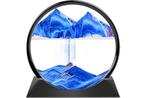 E-feilai Sandbilder Zum Drehen, Dynamisches Sandbild, Bewegende Sandkunst, Sandbilder Rund, 3D Fließende Sandmalerei für Erwachsene und Kinder(Blau, 7")